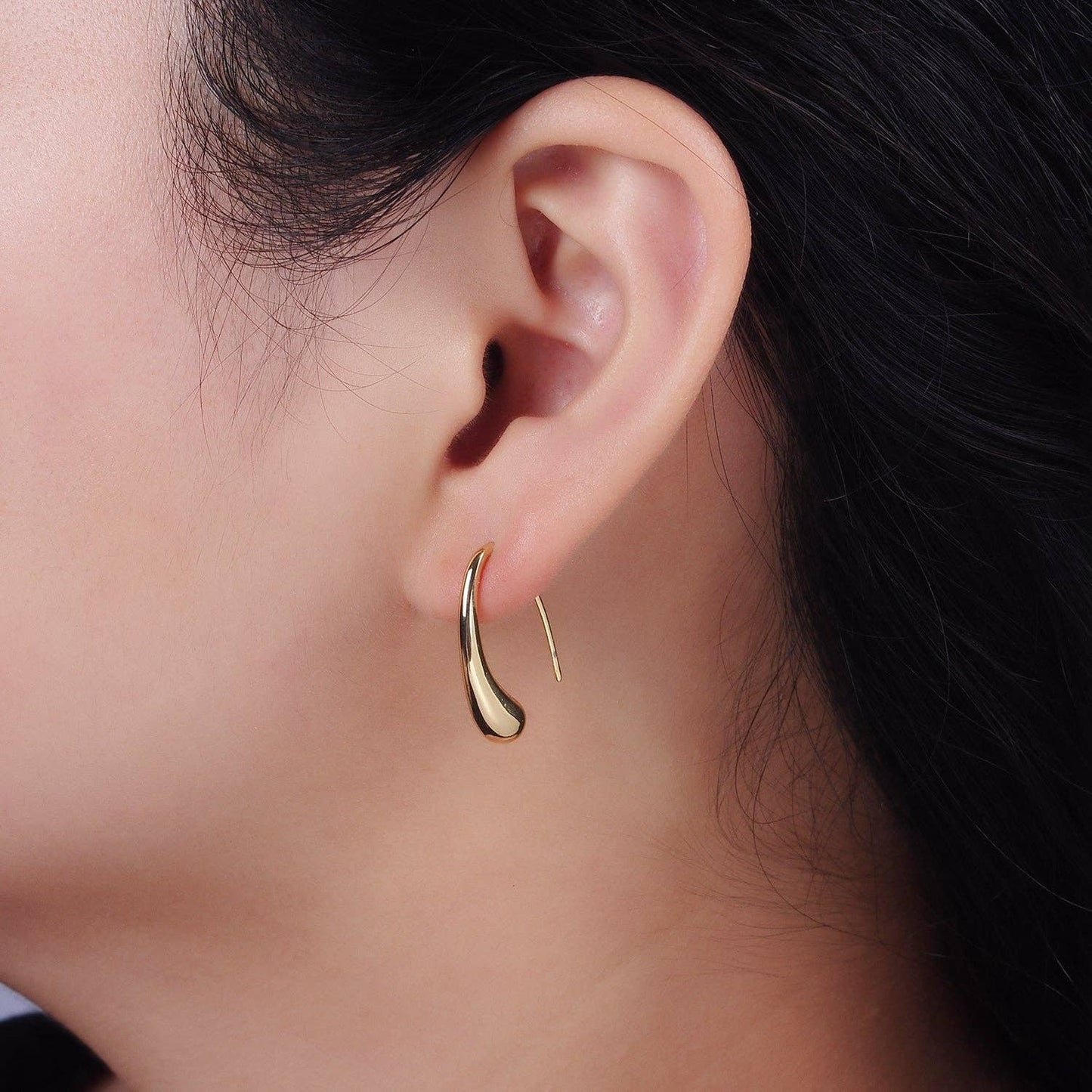14K Gold Filled 20mm Molten Drop Minimalist French Hook Earrings