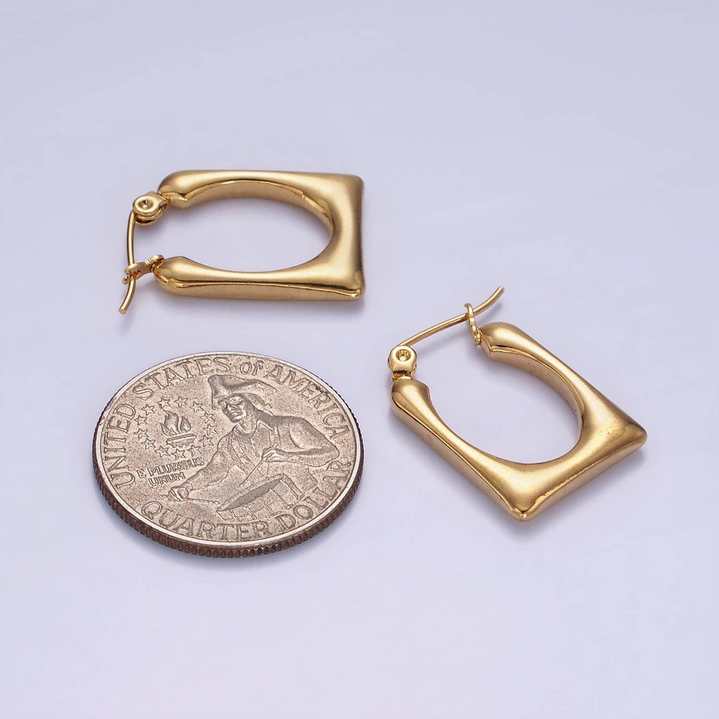 Stainless Steel 20mm U-Shaped Rectangular Minimalist Earring