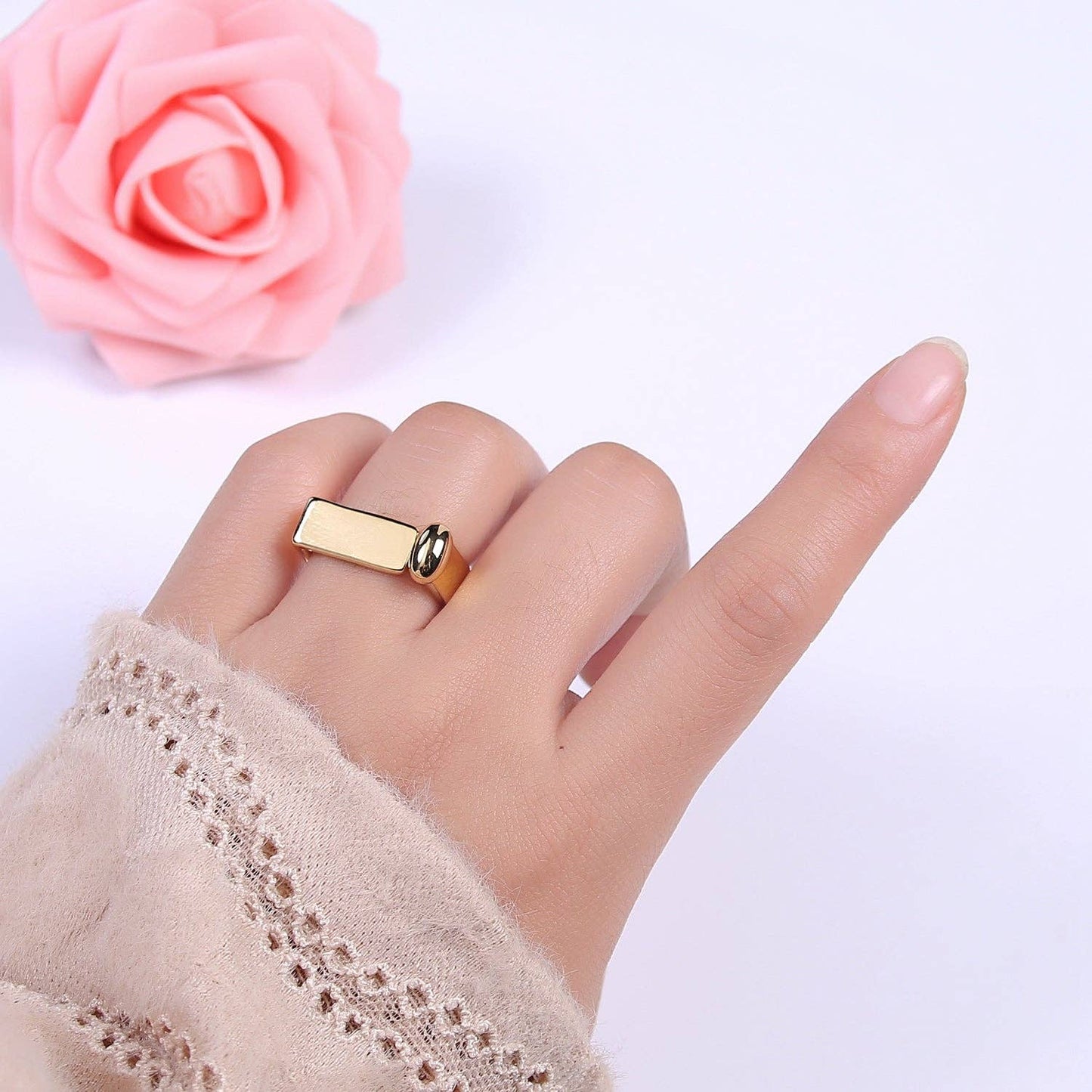 14k Gold Filled Rectangle Gold Signet Ring