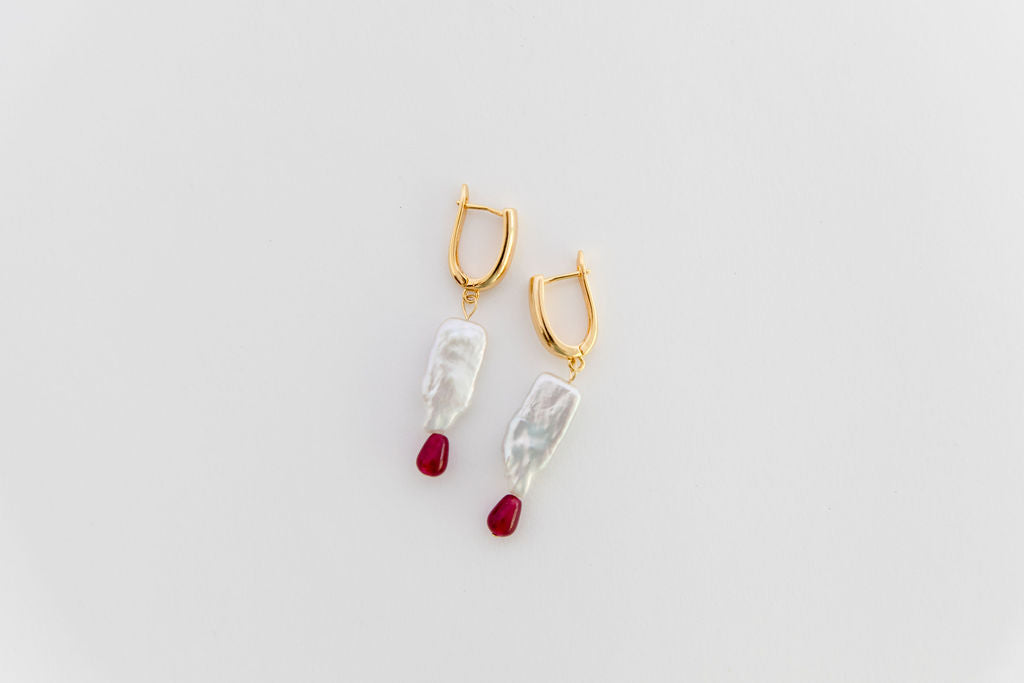 Pearl & Flame Earrings