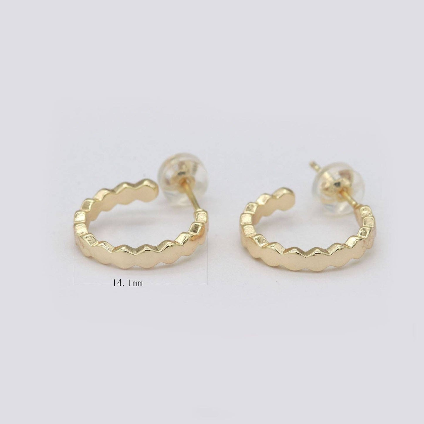 Zig Zag Hoop Earring 15mm Dainty Hoops